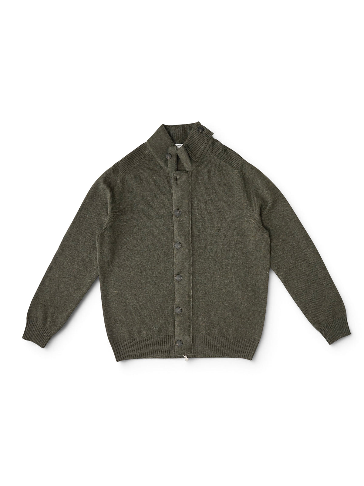 Khakigrüne Strickjacke mit Reißverschluss und Knopfleiste von Gran Sasso – Ansicht 3