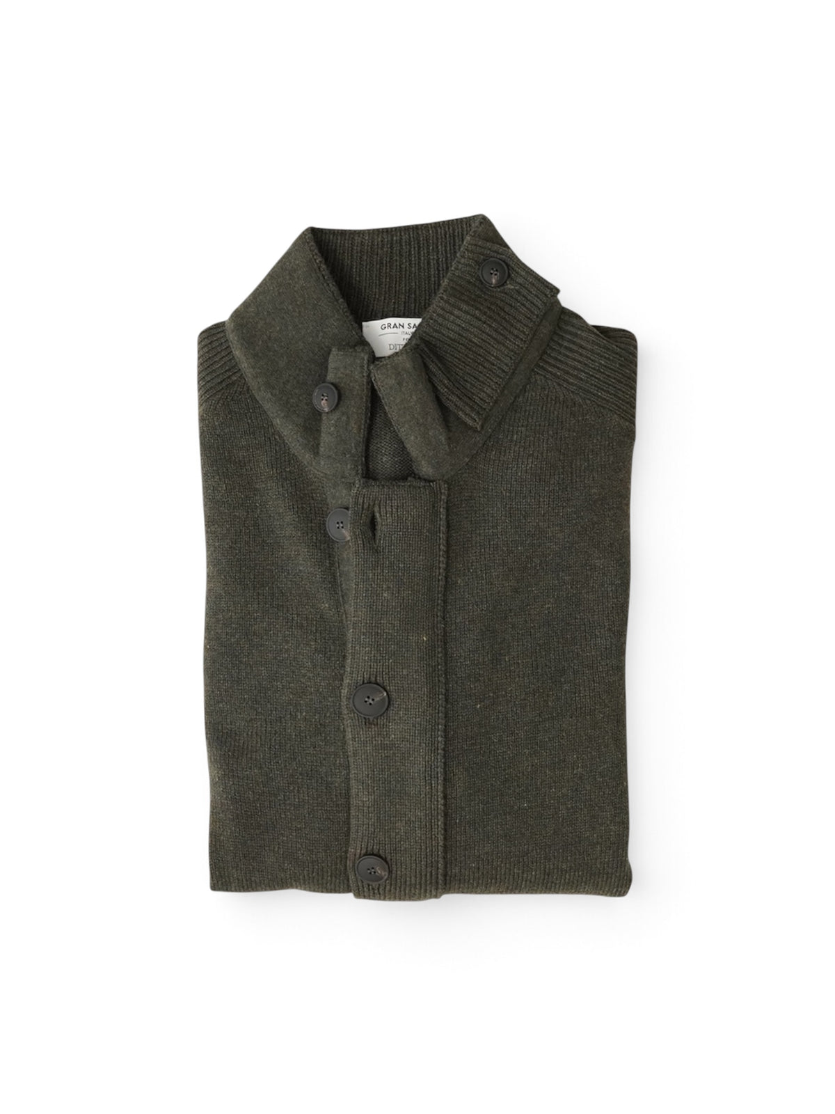 Khakigrüne Strickjacke mit Reißverschluss und Knopfleiste von Gran Sasso