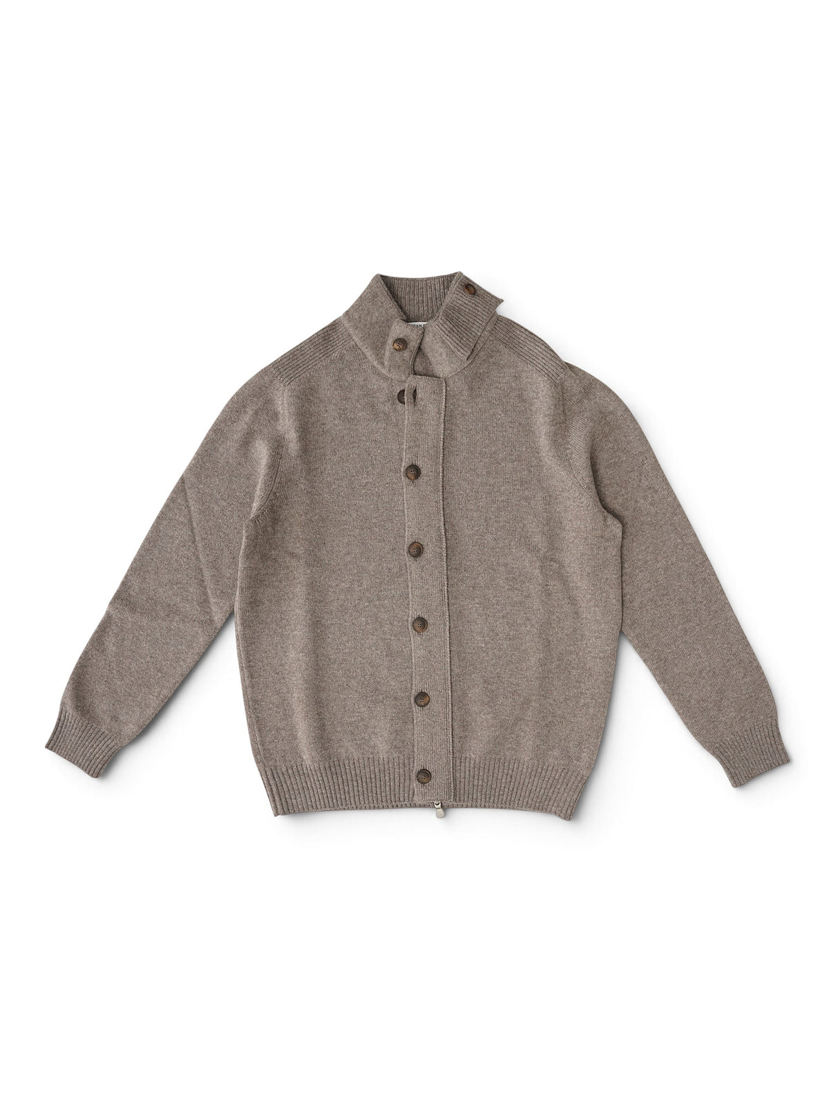Braungraue Strickjacke mit Reißverschluss und Knopfleiste von Gran Sasso – Ansicht 3