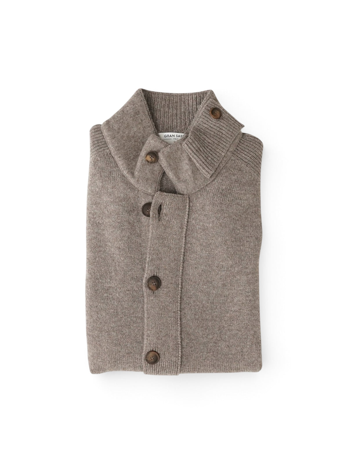 Braungraue Strickjacke mit Reißverschluss und Knopfleiste von Gran Sasso