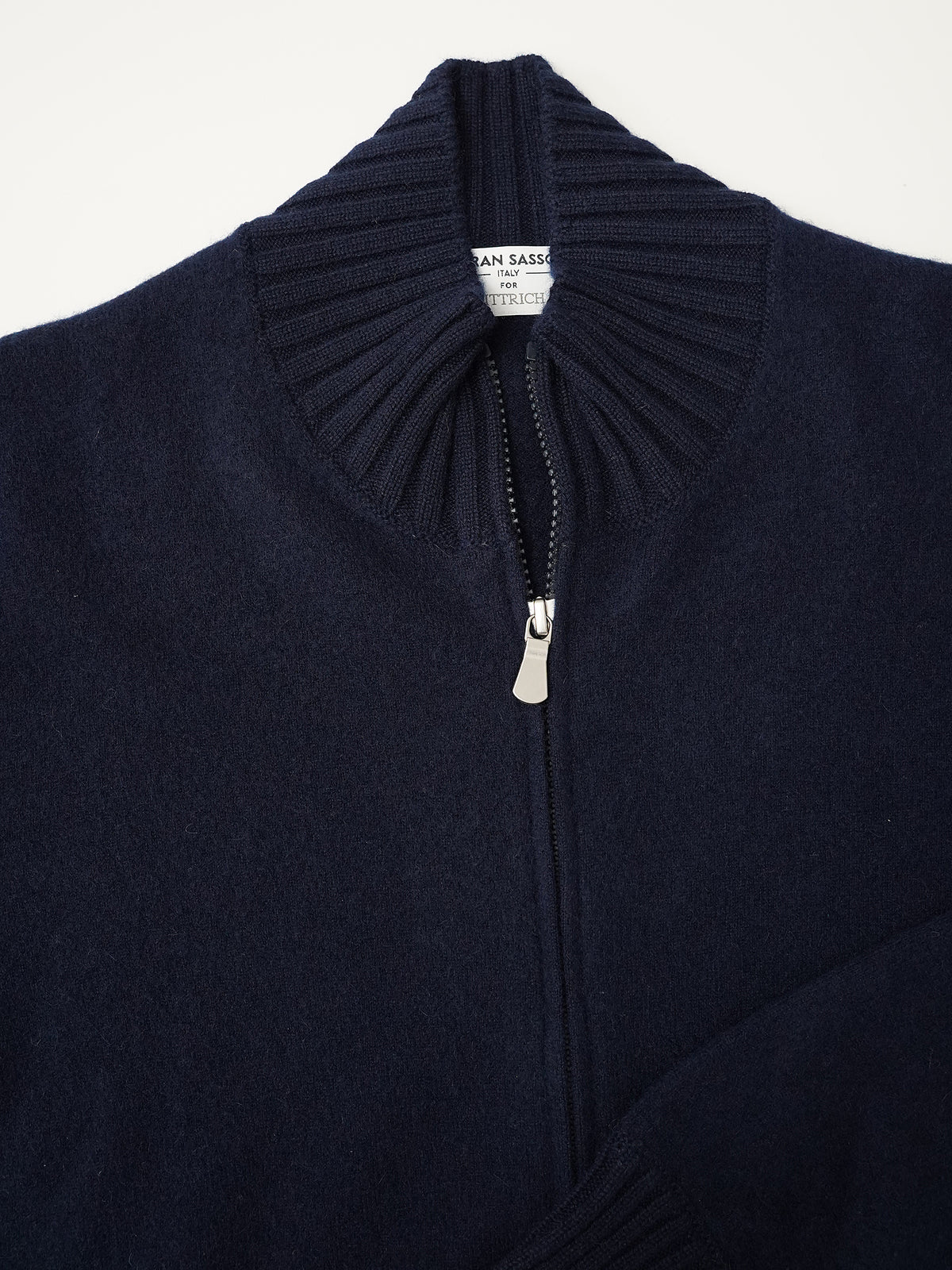 Dunkelblauer Kaschmir-Zip-Cardigan mit Stehkragen von Gran Sasso – Ansicht 3