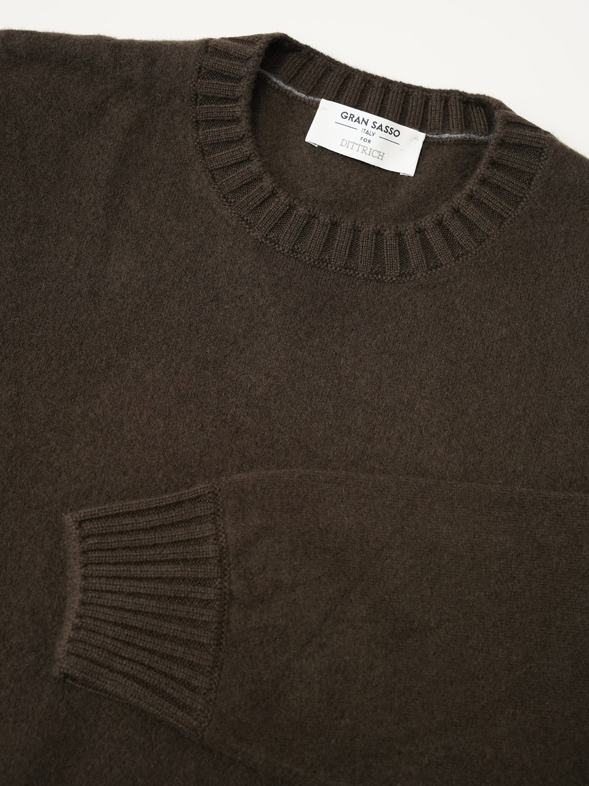 Espressobrauner Kaschmir-Pullover mit Rundhals von Gran Sasso – Ansicht 2