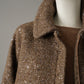 Graubraune Bouclé-Jacke von Maison Common – Hemdkragen aus Bouclé und roségoldener Reißverschluss