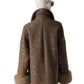 Graubraune Bouclé-Jacke von Maison Common – Rückansicht ohne Pelzkragen