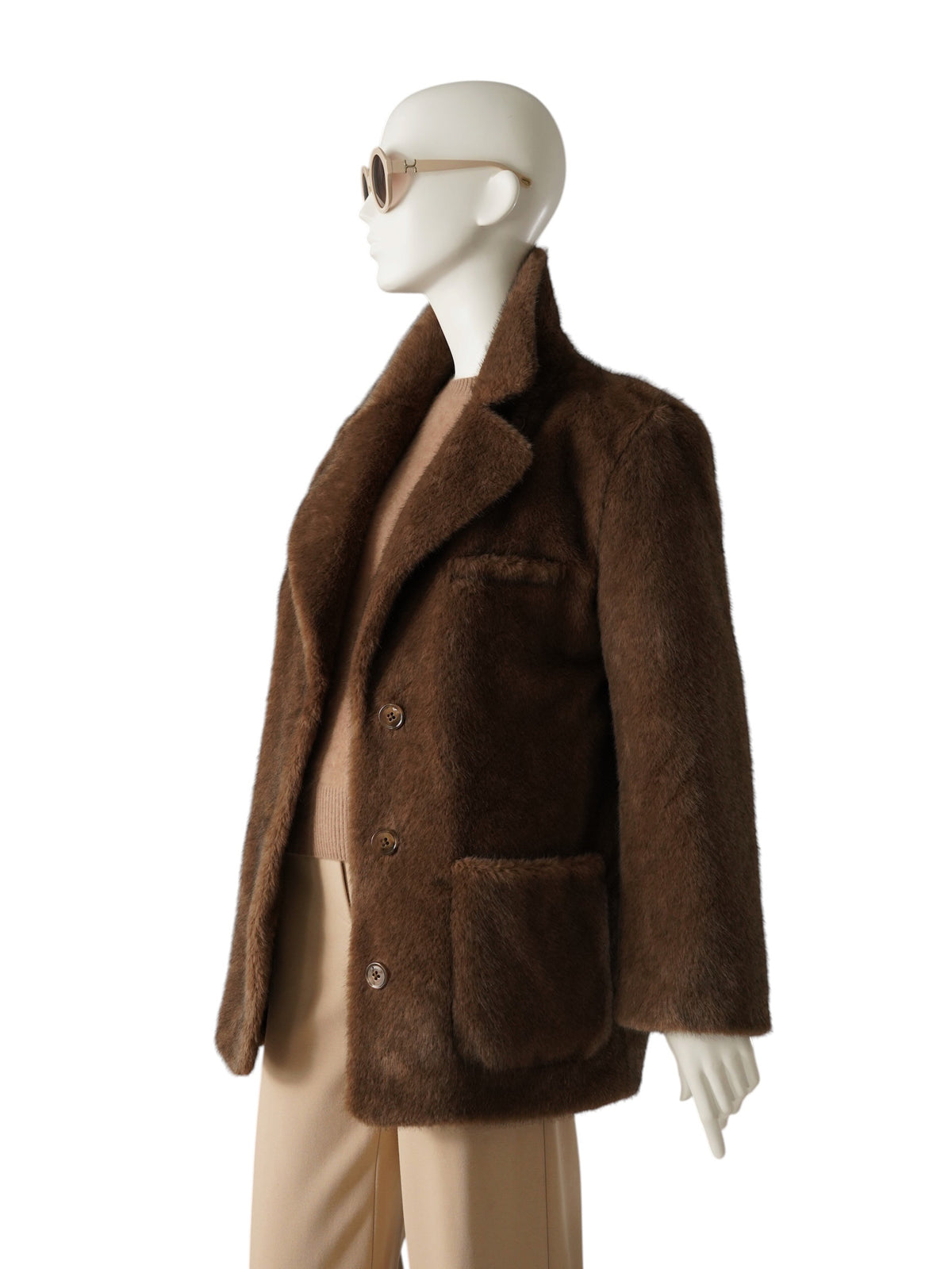 Nussbraune Webpelzjacke mit Reverskragen von Dorothee Schumacher