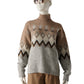 Beigefarbener Norwegerpullover mit Stehkragen