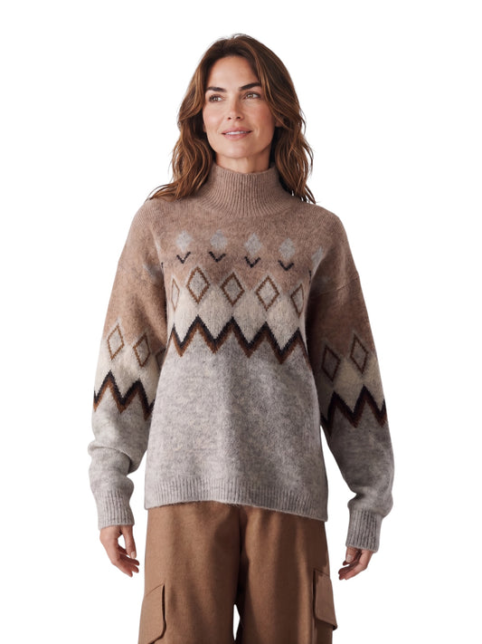 Grauer Norwegerpullover mit Stehkragen von Sosue