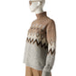 Beigefarbener Norwegerpullover mit Stehkragen