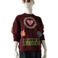 Bordeauxfarbenes Oversize-Sweatshirt mit Prints und Pailletten