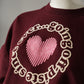 Bordeauxfarbenes Oversize-Sweatshirt mit Prints und Pailletten