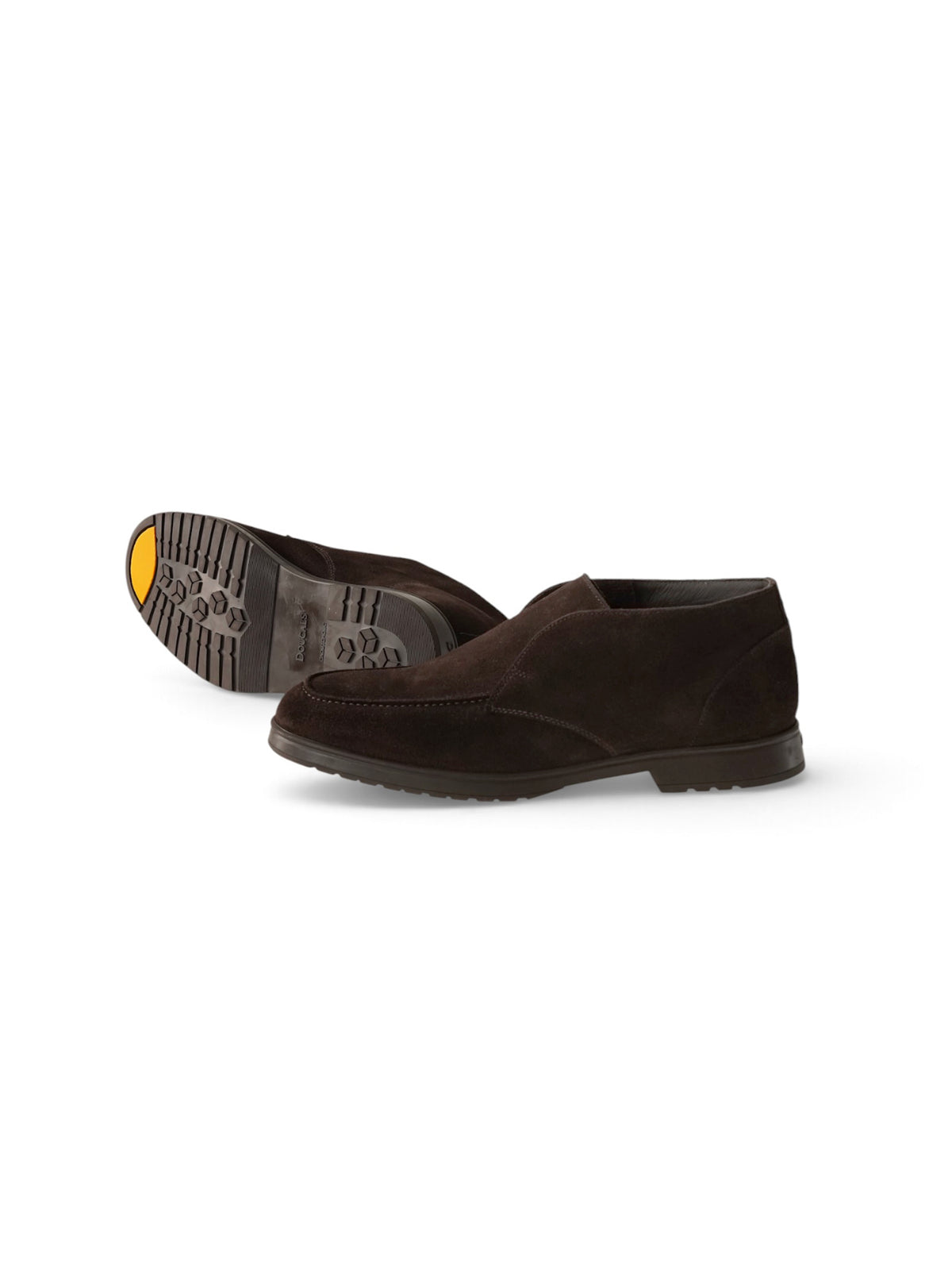 Dunkelbrauner, knöchelhoher Slip-On aus Veloursleder von Doucal's – Seitenansicht mit Profilsohle