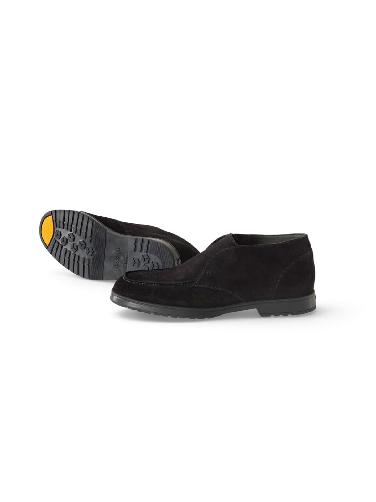 Dunkelblauer, knöchelhoher Slip-On aus Veloursleder von Doucal's – Seitenansicht mit Profilsohle