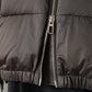 Schwarzbraune Daunenjacke mit Kapuze