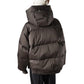 Schwarzbraune Daunenjacke mit Kapuze