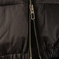 Schwarzbraune Daunenjacke mit Kapuze