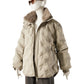 Greigefarbene Steppjacke mit Teddykragen