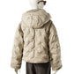 Greigefarbene Steppjacke mit Kapuze und Strickeinsatz