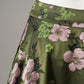 Dunkelgrüner Jacquard-Midirock mit Blütenmuster