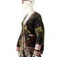 Khakifarbener College-Cardigan aus Fake Fur mit Camouflage-Muster