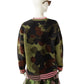 Khakifarbener College-Cardigan aus Fake Fur mit Camouflage-Muster