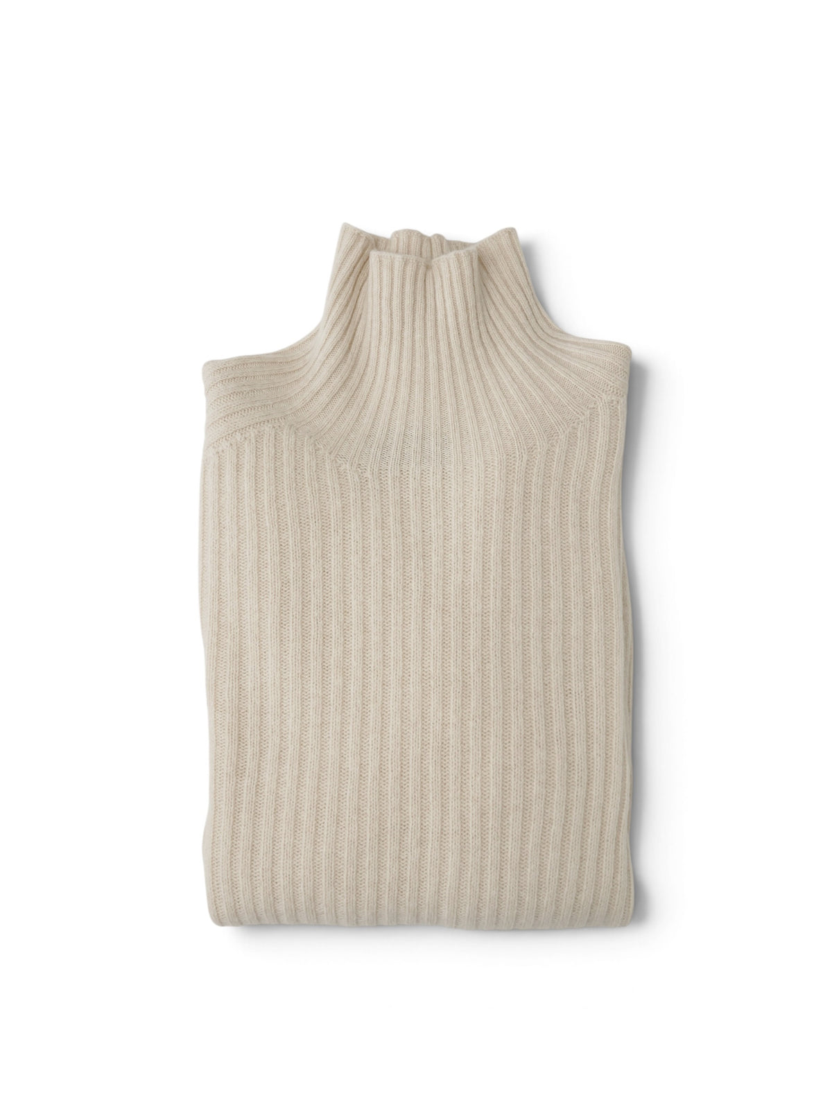 Cremefarbener Rippstrick-Pullover mit Stehkragen von Glenugie
