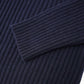 Dunkelblauer Rippstrick-Pullover mit Stehkragen von Glenugie – Ansicht 4