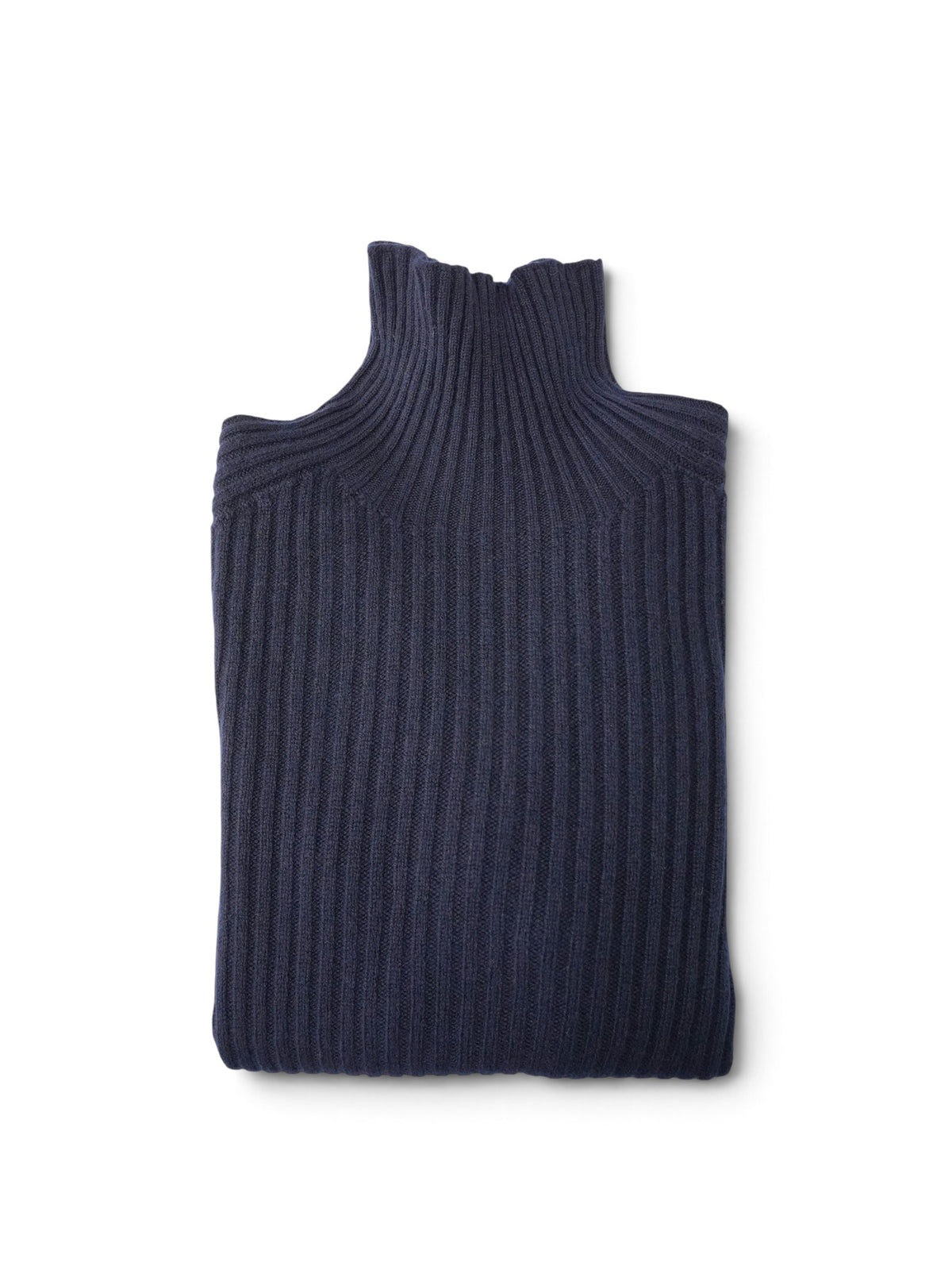 Dunkelblauer Rippstrick-Pullover mit Stehkragen von Glenugie