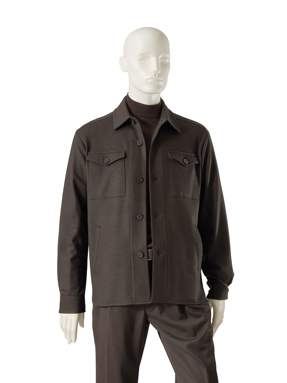 Dunkelbraunes Overshirt aus Wolljersey von Harris Wharf London