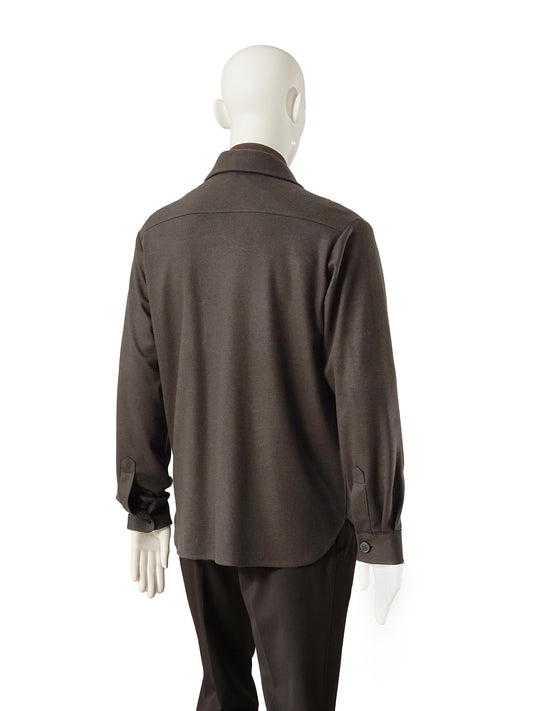 Dunkelbraunes Overshirt aus Wolljersey von Harris Wharf London – Ansicht 4