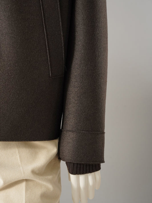 Dunkelbrauner Blouson aus gekochter Wolle von Harris Wharf London – Ansicht 3