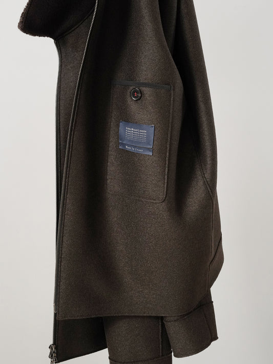 Dunkelbrauner Blouson aus gekochter Wolle von Harris Wharf London – Ansicht 5