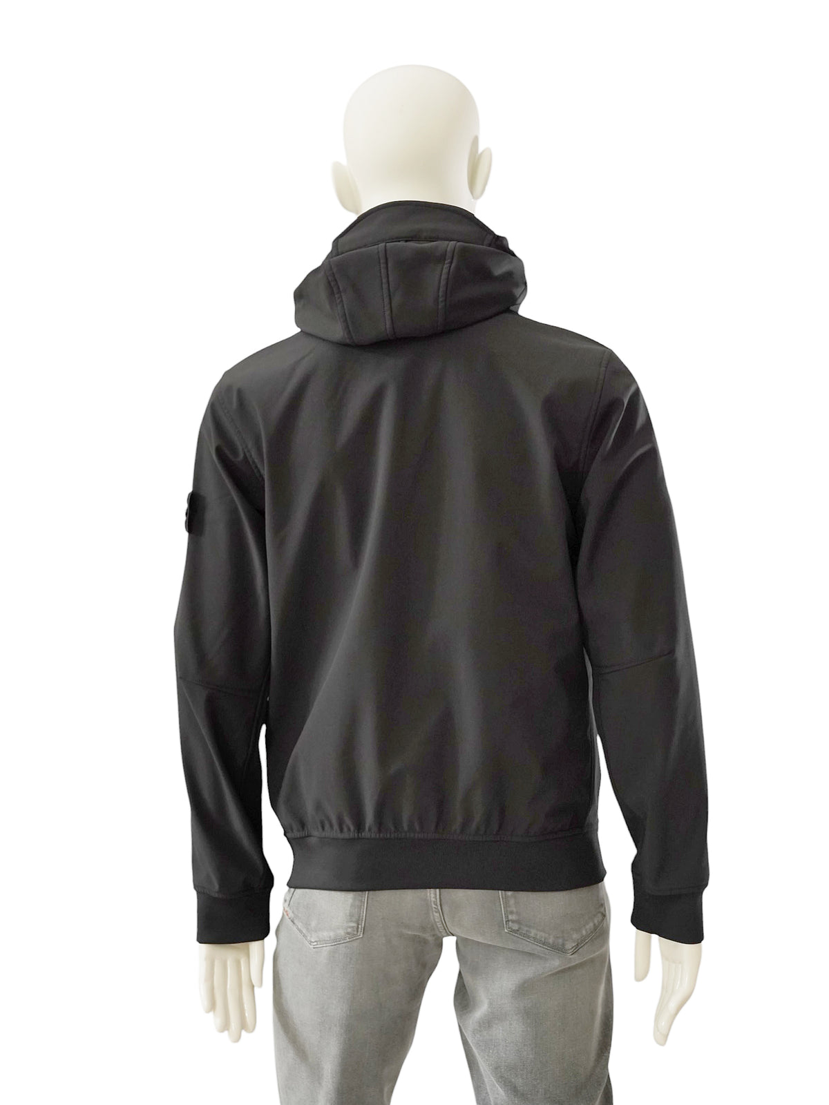 Schwarze Softshell-Jacke mit Kapuze von Stone Island – Ansicht 3