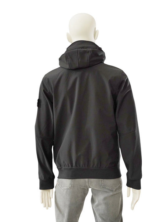 Schwarze Softshell-Jacke mit Kapuze von Stone Island – Ansicht 3