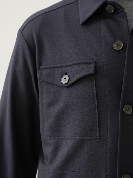 Dunkelblaues Overshirt aus Wolljersey von Harris Wharf London – Ansicht 2