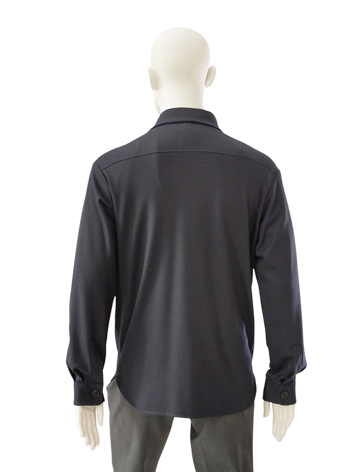 Dunkelblaues Overshirt aus Wolljersey von Harris Wharf London – Ansicht 3