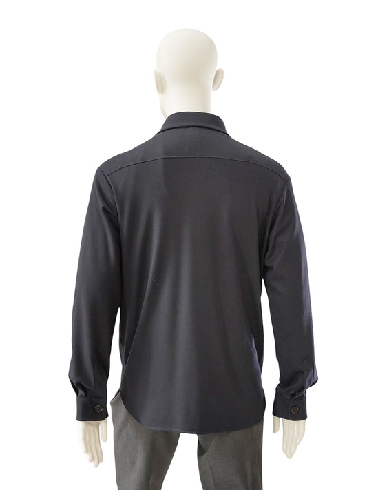 Dunkelblaues Overshirt aus Wolljersey von Harris Wharf London – Ansicht 3