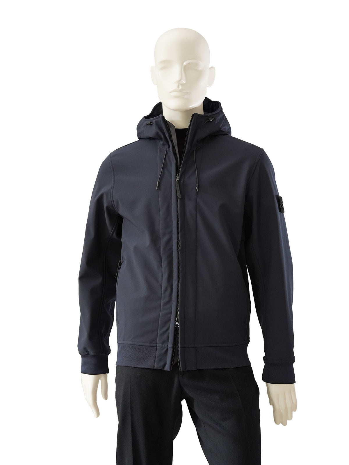 Blaue Softshell-Jacke mit Kapuze von Stone Island