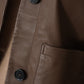 Dunkelbraune kurze Lederjacke mit Hemdkragen von Studio AR – Ansicht 5