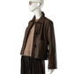 Dunkelbraune kurze Lederjacke mit Hemdkragen von Studio AR – Ansicht 7