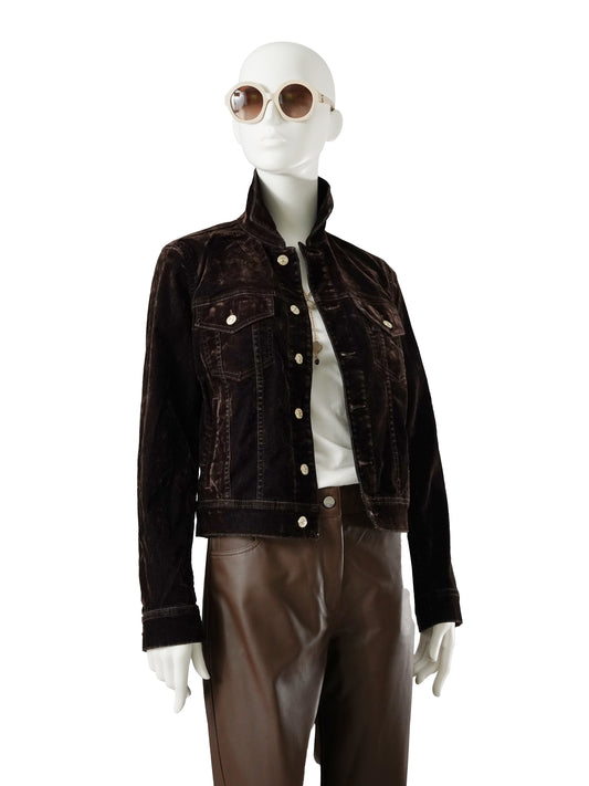 Dunkelbraune Jeansjacke mit Samtoptik von 7 For All Mankind