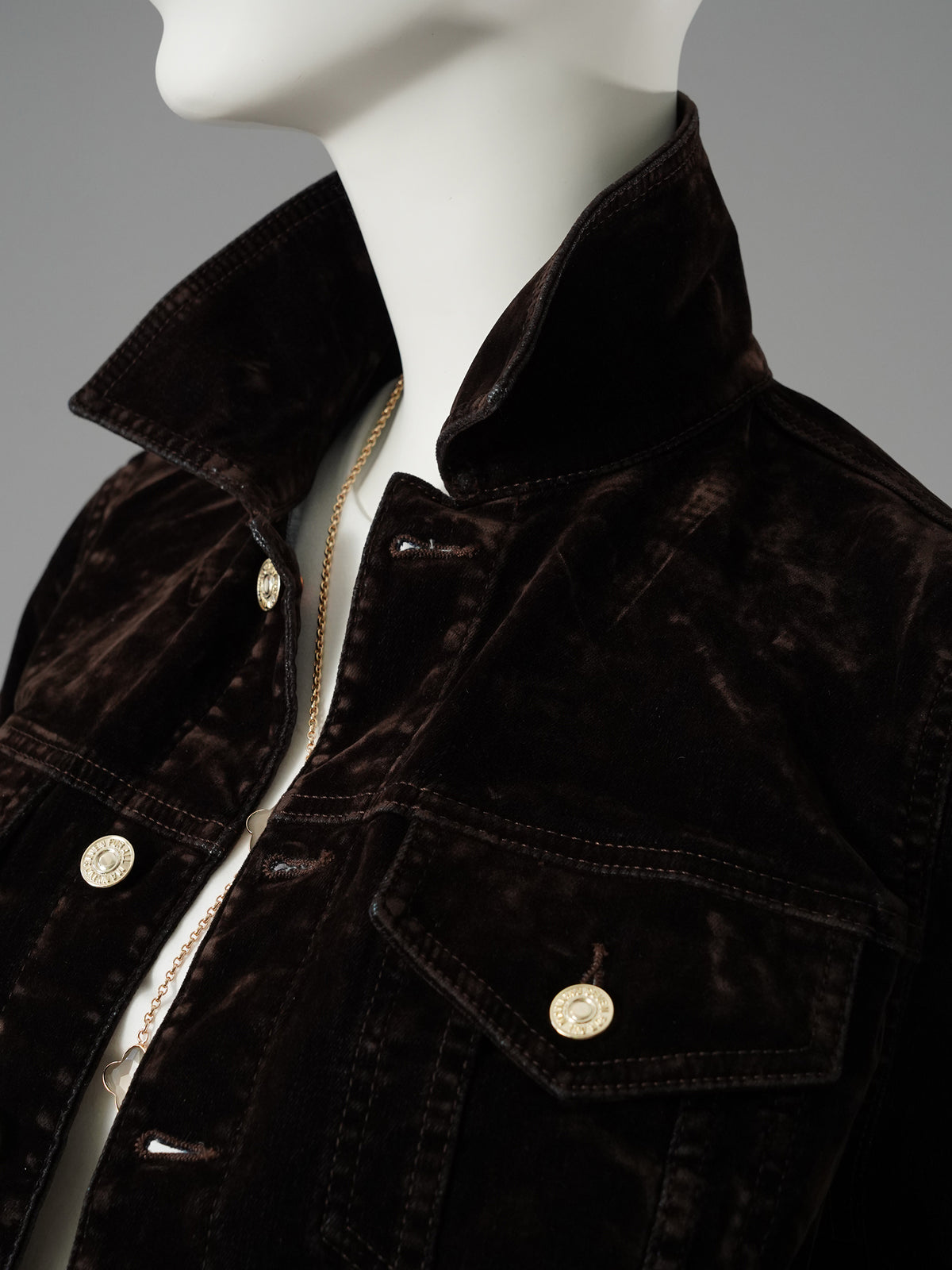 Dunkelbraune Jeansjacke mit Samtoptik von 7 For All Mankind – Ansicht 2