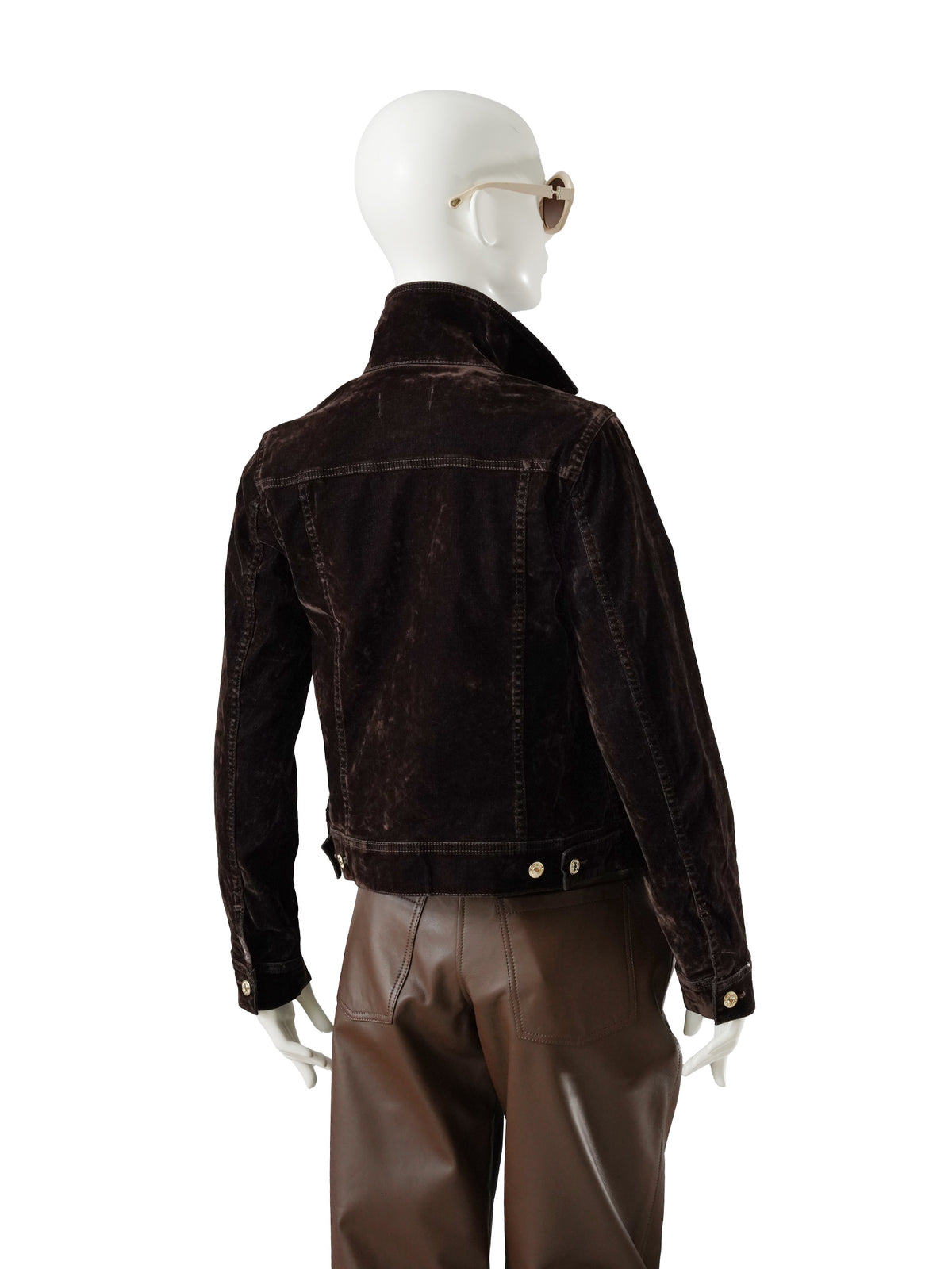 Dunkelbraune Jeansjacke mit Samtoptik von 7 For All Mankind – Ansicht 5