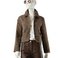 Graubraune kurze Jacke aus Ziegenvelours von Studio AR