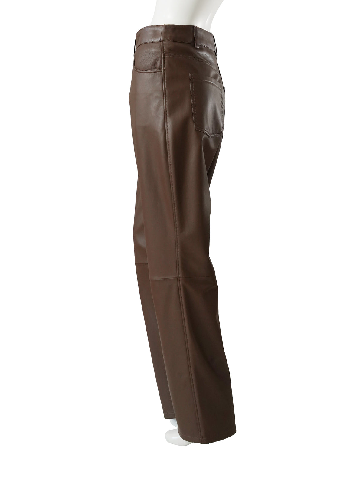 Dunkelbraune Lederhose im Fünf-Taschen-Schnitt von Studio AR – Ansicht 3