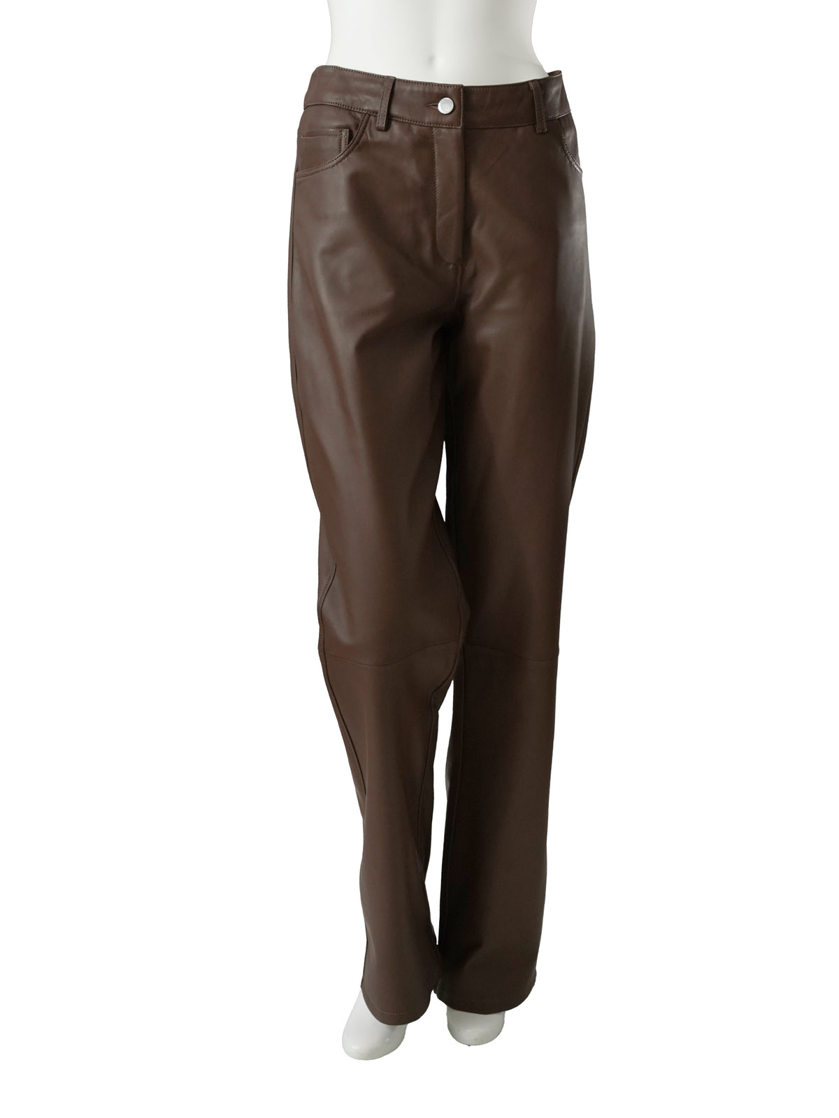Dunkelbraune Lederhose im Fünf-Taschen-Schnitt von Studio AR