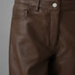 Dunkelbraune Lederhose im Fünf-Taschen-Schnitt von Studio AR – Ansicht 2