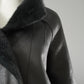 Dunkelgraue Wendejacke in Nerzoptik und Lederoptik von Studio AR – Ansicht 5