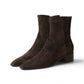 Dunkelbraune Stiefelette aus Veloursleder mit Blockabsatz von Pomme d'Or