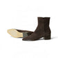 Dunkelbraune Stiefelette aus Veloursleder mit Blockabsatz von Pomme d'Or – Ansicht 2