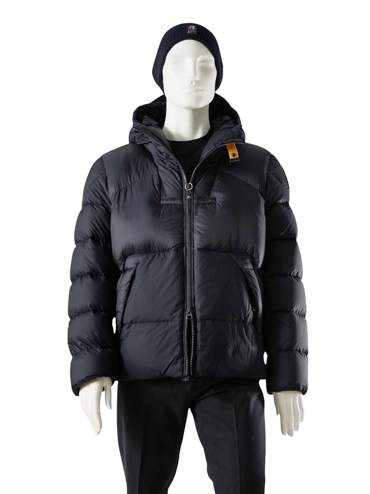 Marineblaue Daunenjacke mit Kapuze von Parajumpers